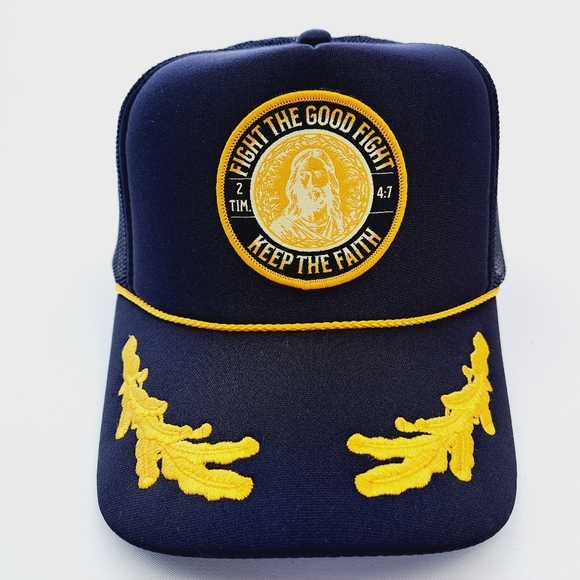 Jesus Christ 2 Timothy 4:7 Foam Trucker Mesh Snapback Cap Hat Black - Picture 1 of 5